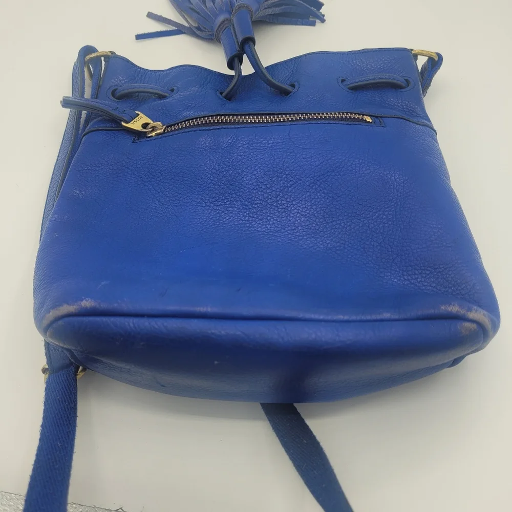 Fossil Jules Tassel Drawstring women's Bucket Bag, Sapphire - Picture 10 of 15